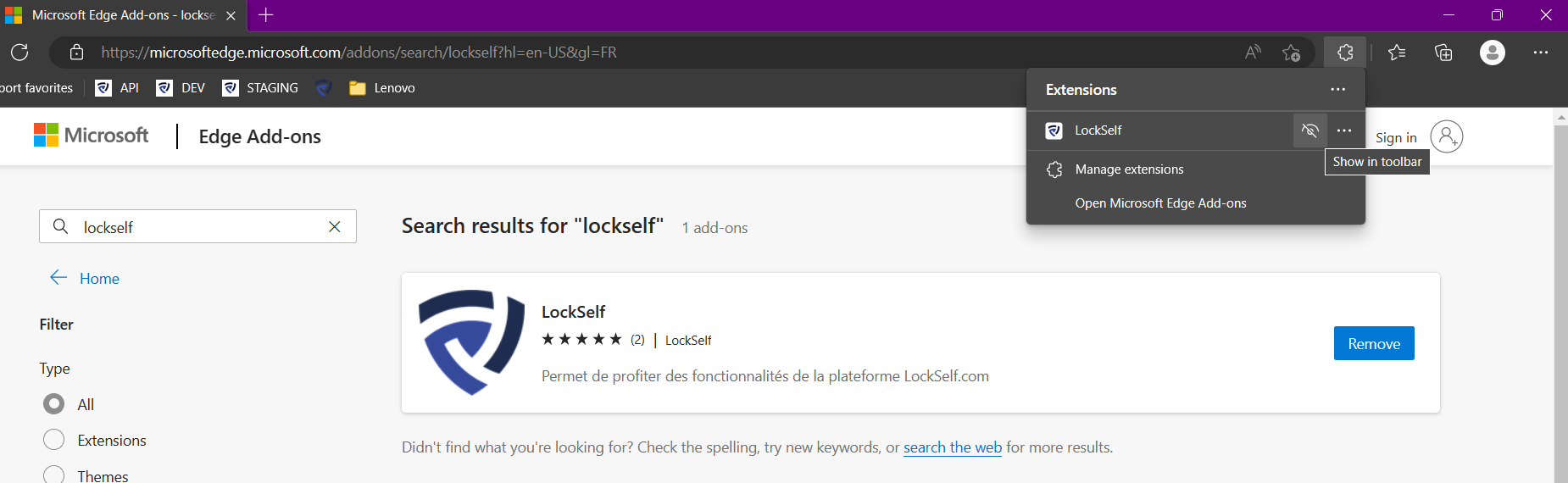 Download Edge extension – LockSelf Support